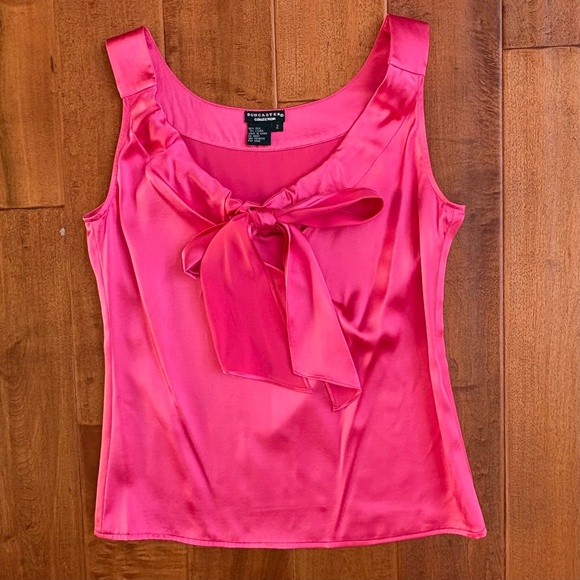 Doncaster Collection 100% Silk Tie-Front Blouse Size 2 Pink - Picture 2 of 10